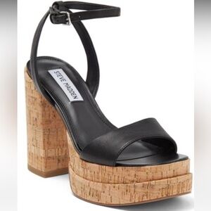 Steve Madden Black and Tan Platform Heels